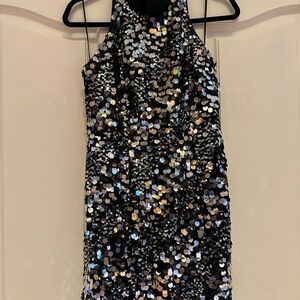 Dress the Population Black and Silver Sequin Dress 🖤🩶